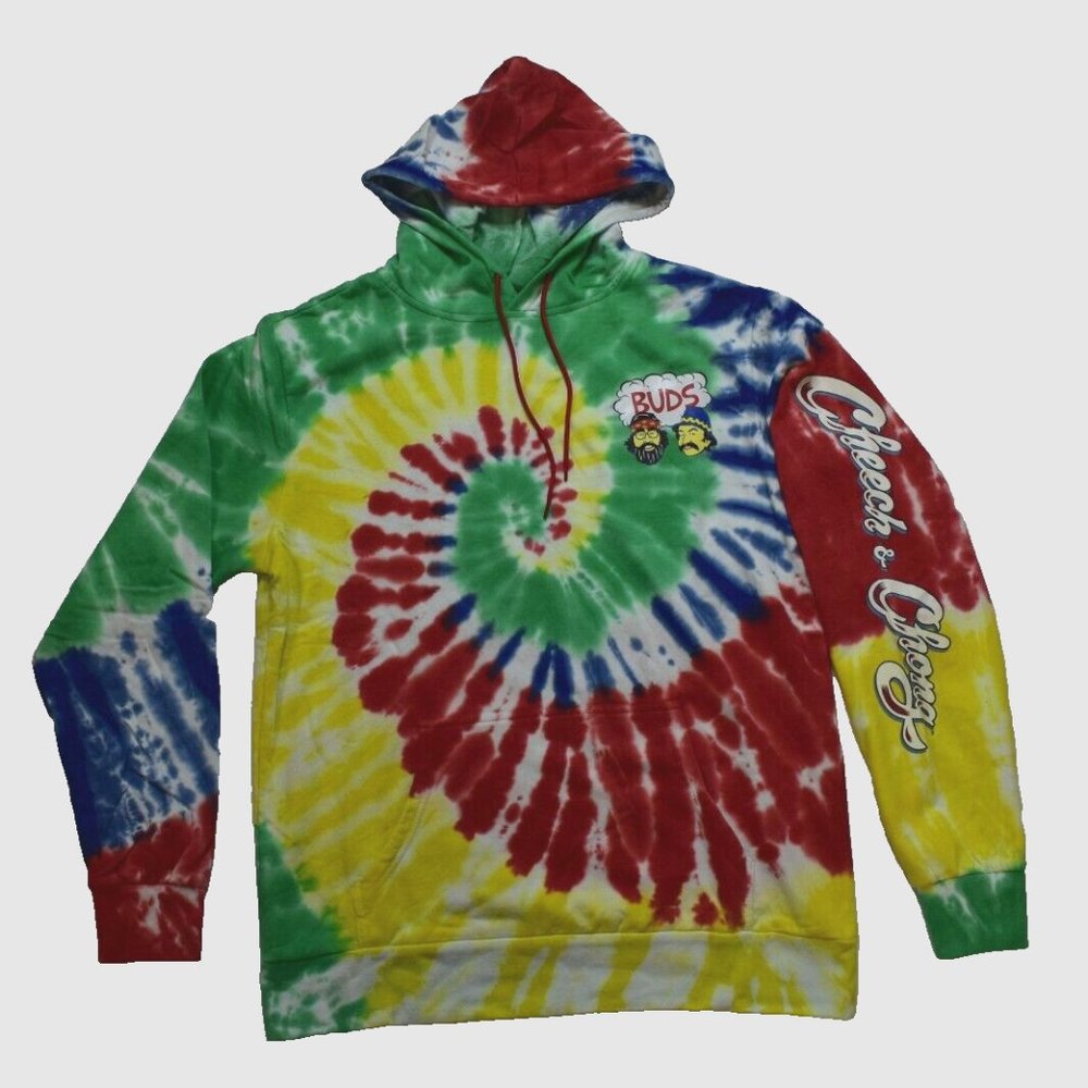 Cheech & Chong Mens Cheech & Chong Buds Circle Tie Dye Hoodie New